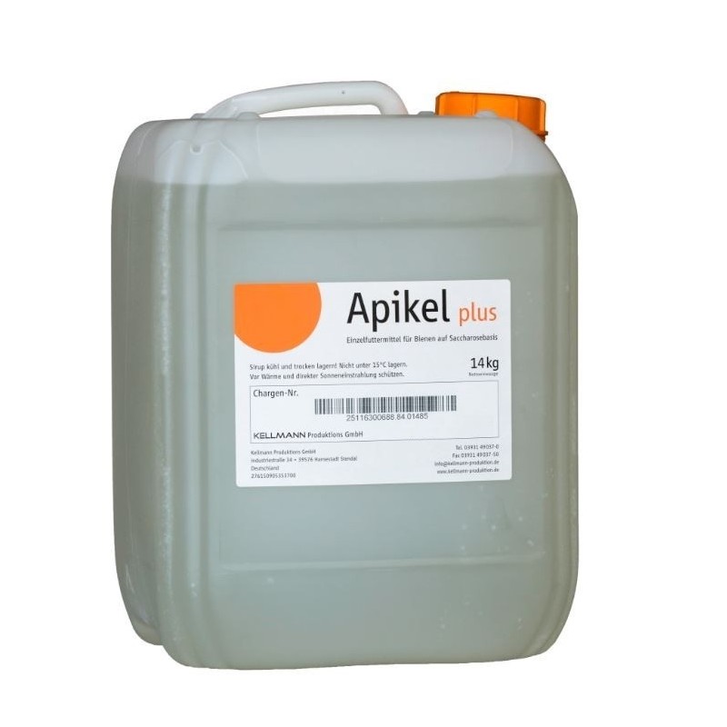 syrop apikel plus w kanistrze 14kg z naklejką na białym tle